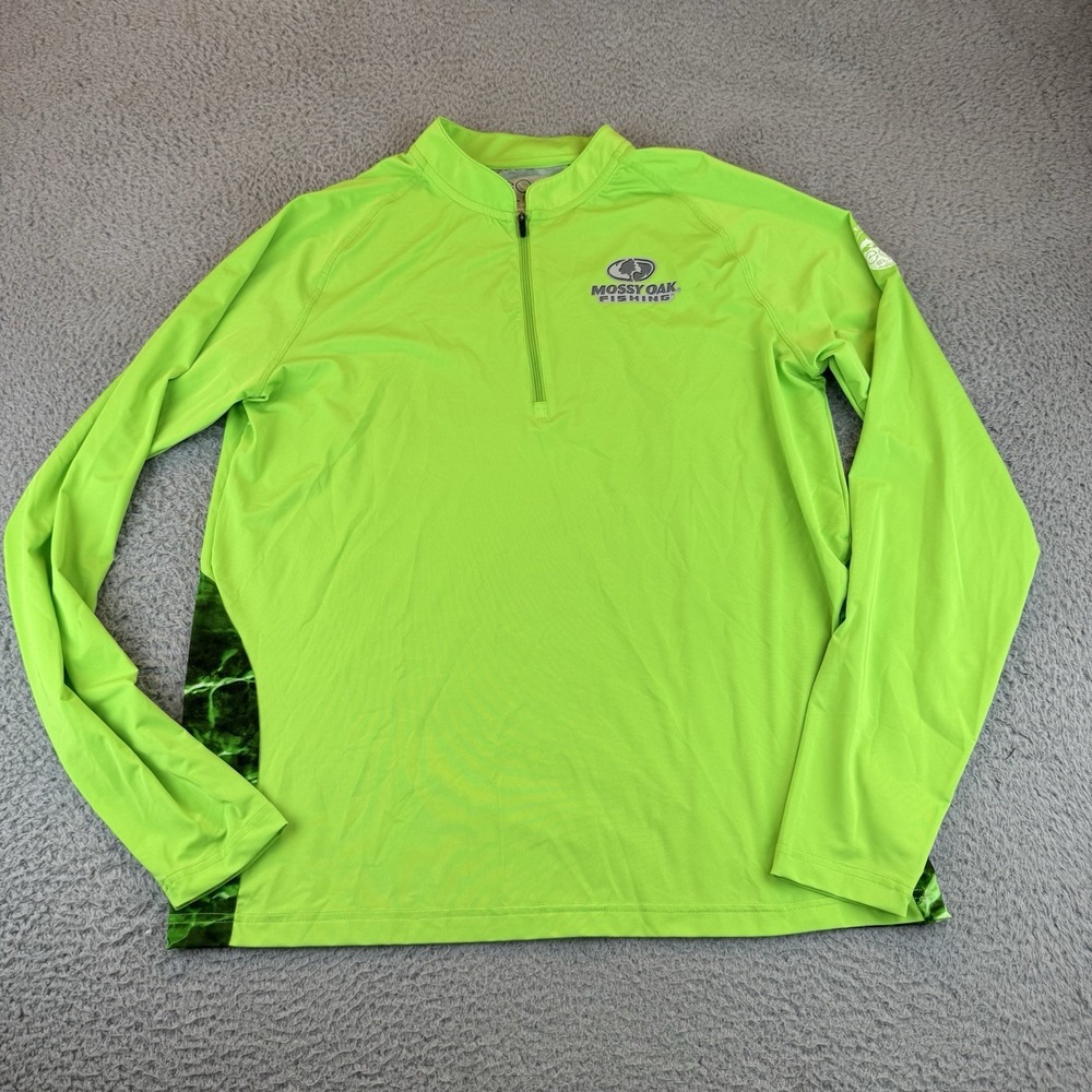 Mossy Oak Fishing‎ Elite 1/4 Zip Shirt Green EAG Men's Size Medium Angling